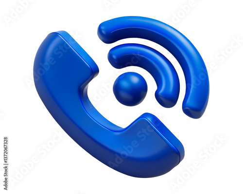 Blue Phone Icon Call Contact Communication Support Service Hotline Telephone Receiver Wireless Signal Connection 