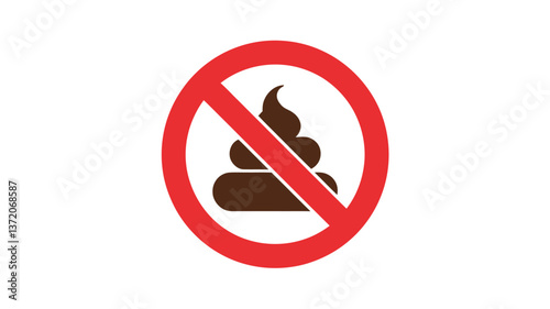 No Poop Zone: A universally recognized sign of no pooping illustrated with a forbidden symbol on a clean background, signifying cleanliness and respect.