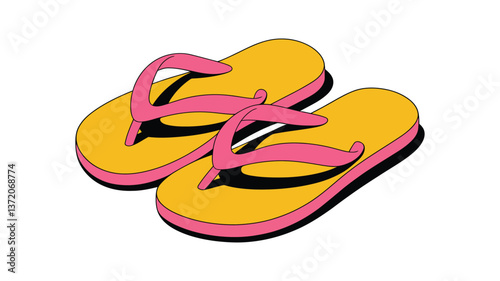 Flip-Flops in a Sunny Shade: a vivid pair of flip-flops. A classic summer accessory ready for the beach or a casual day out.