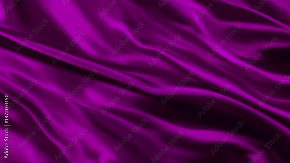 Luxurious purple satin fabric softly draped and illuminated, showcasing elegant folds and smooth texture
