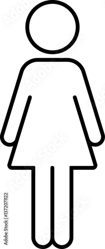 Stickman female icon in outline style.