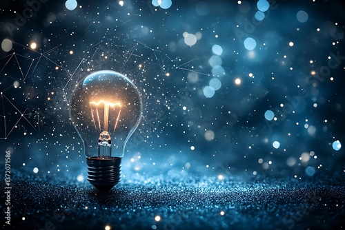 A glowing lightbulb representing a bright and new innovative idea