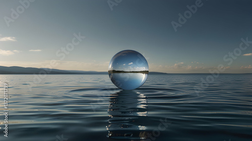 Reflections of Serenity: Clear Sphere Over Calm Waters