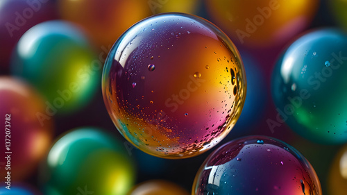 Whimsical Harmony: Floating Spheres with Glossy Reflections