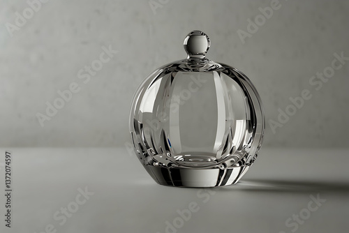 Crystal Clear Elegance: Empty Glass Container with Lid