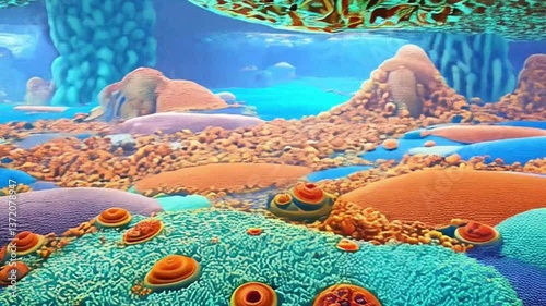  Colorful Abstract Organic Shapes Resembling Microscopic Cells, Fantasy Texture Background.