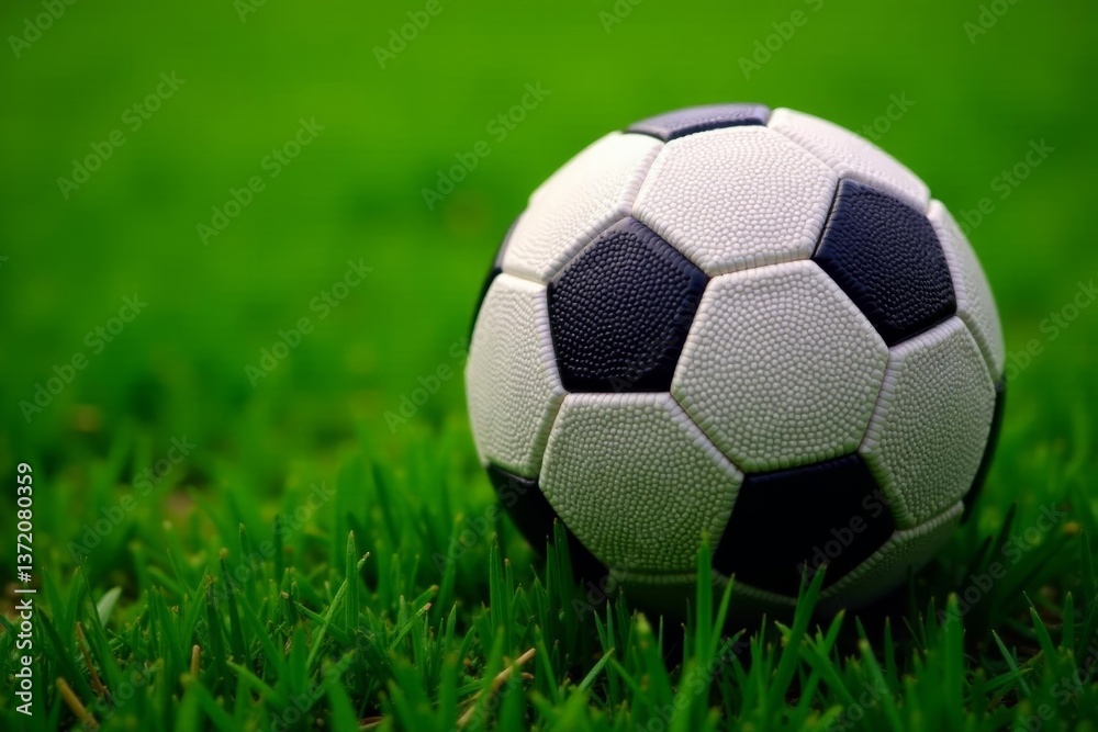 High angle view of football ball with classic design, game, shiny High angle view of football ball with classic design, game, shiny