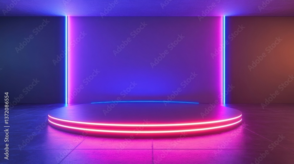 a room with a round light display in the middle a room with a round light display in the middle