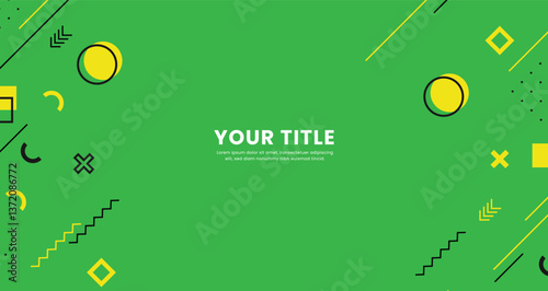 Abstract memphis green background. Geometric elements in memphis background design