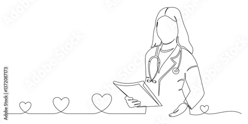 doctor continuous line vector