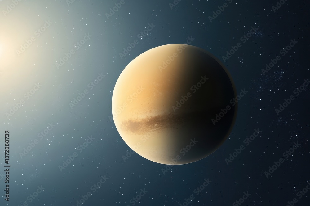 Obraz premium Exploration of a distant planet illuminated by a distant star in deep space