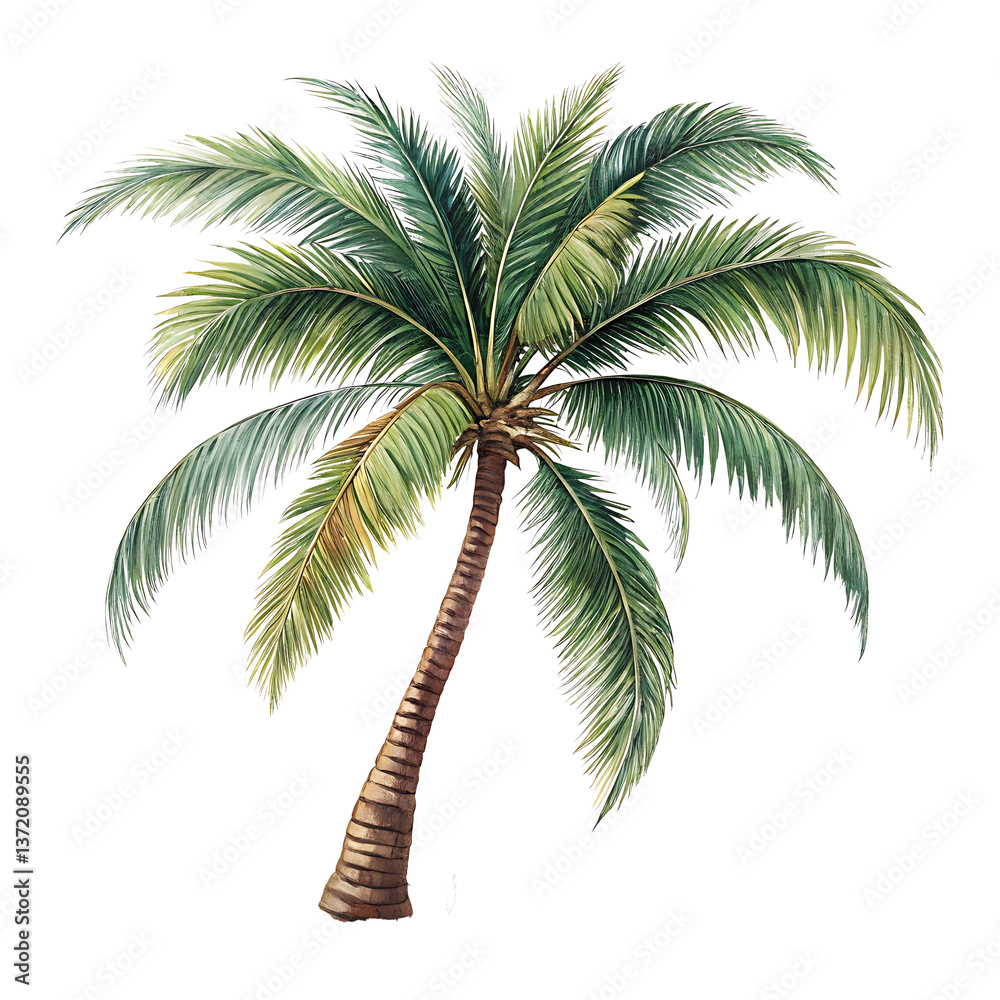 Obraz premium Realistic Palm Tree Digital Artwork Isolated on Black Background