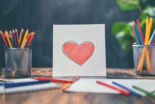 High Quality Image of I Love You Mom Inscription with Heart Drawing on Table