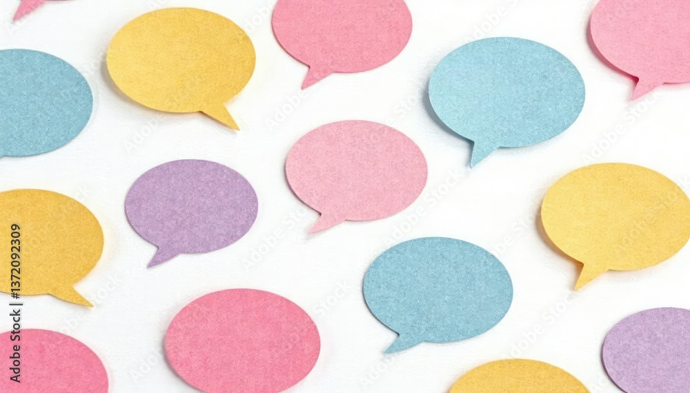 Seamless pastel speech bubble pattern on white background, print, design, decor Seamless pastel speech bubble pattern on white background, print, design, decor