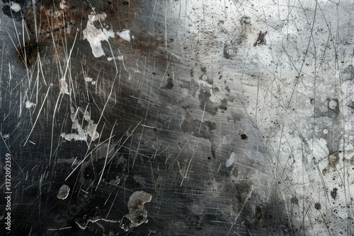 Flawless Image of Gray Iron Plate with Scratches,Metal Texture with Chrome Gloss