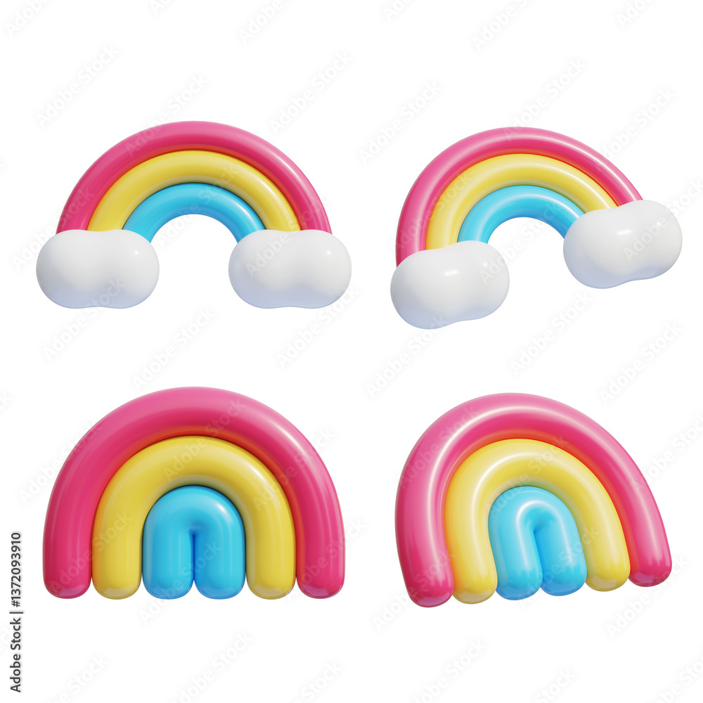 Fototapeta premium cute rainbow 3D icon graphic