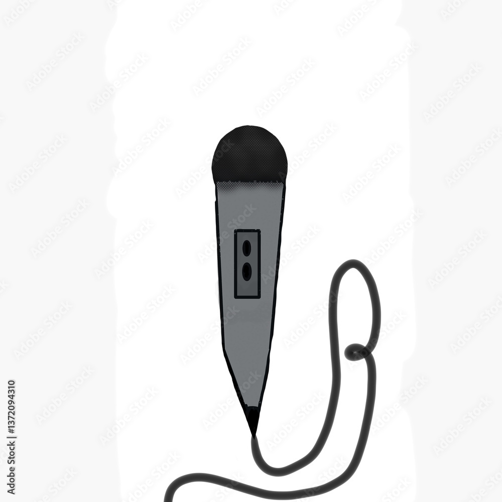 Hand-drawn microphone Hand-drawn microphone
