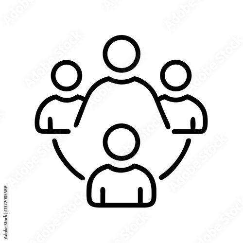 Outline icon of a people network. Suitable for business blogs, HR websites, or social media marketing topics regarding teamwork, community, and networking.