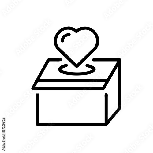 A black outline icon of a tissue box with a heart-shaped tissue being pulled out. Use for sympathy cards, get well soon messages, and expressions of care or love.