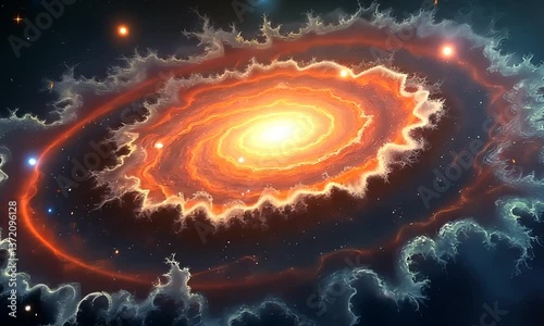 Cosmic Nebula: A swirling vortex of celestial fire and cosmic dust