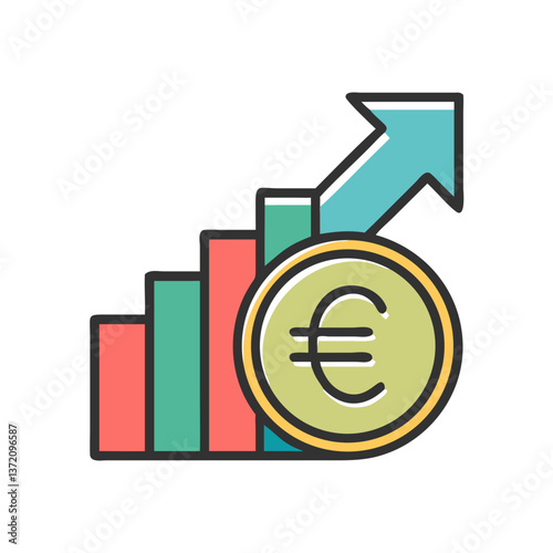  image likely depicts a flat icon representing profit or financial growth. It could be used on websites and blogs related to business, finance, economics, and investment.