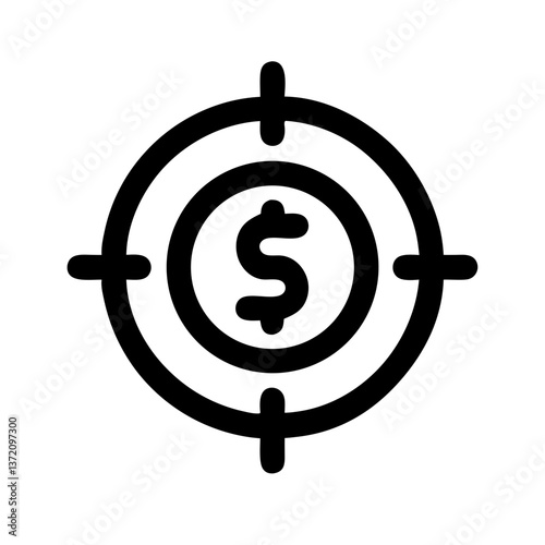 A line art icon of a target with a dollar sign in the center. This image is for websites or blogs about finance, investment goals, or business targets.

