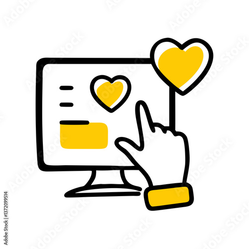 Online donation icon: laptop displaying a heart encompassing a dollar sign. Ideal for charity websites, financial blogs, and articles on online giving and fundraising.