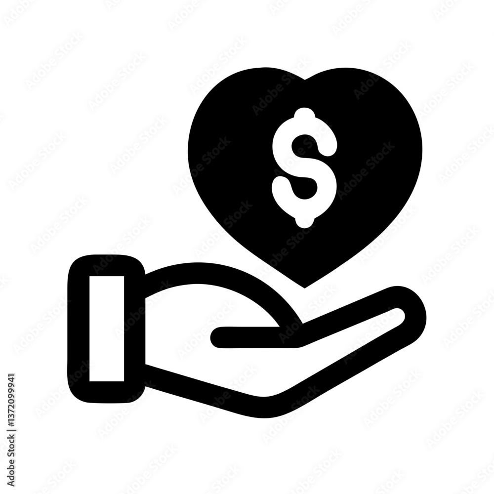 This image shows two hands gently holding a heart with a dollar sign. It symbolizes charity, donation, and financial help given with love This image shows two hands gently holding a heart with a dollar sign. It symbolizes charity, donation, and financial help given with love
