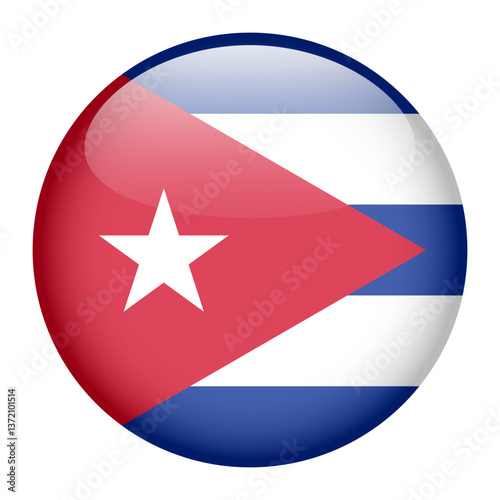 flag of Cuba, button round glossy icon