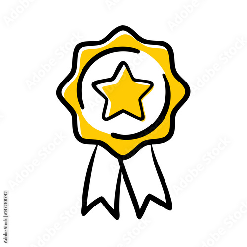 star badge icon,featuring central star within circle and ribbon below,symbolizes achievement and quality for websites and blogs related to education,awards,reviews,to highlight top-rated content