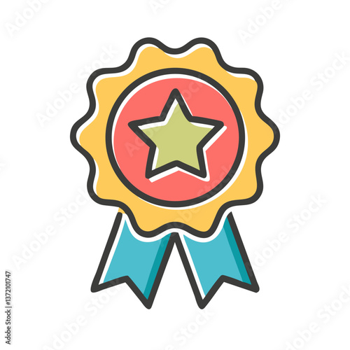 star badge icon,featuring central star within circle and ribbon below,symbolizes achievement and quality for websites and blogs related to education,awards,reviews,to highlight top-rated content