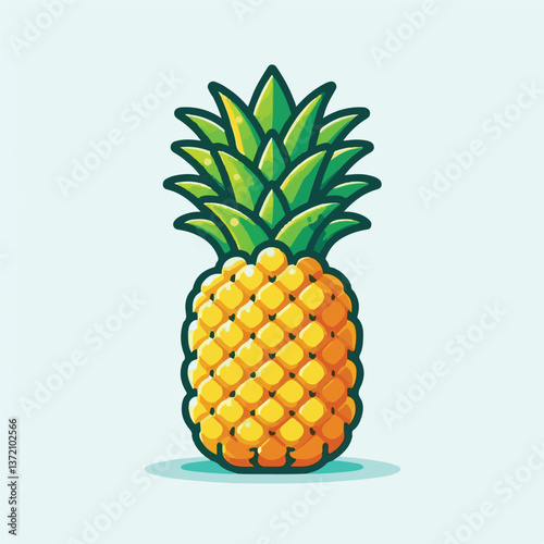 pineapple, fruit, isolated, fresh, background, food, ripe, healthy, dessert, leaf, tropical, summer, juicy, nature, slice, sweet, white, yellow, plant, freshness, piece, organic, natural, illustration