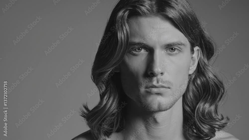 Grayscale Man - Face model (Wavy hair) Grayscale Man - Face model (Wavy hair)
