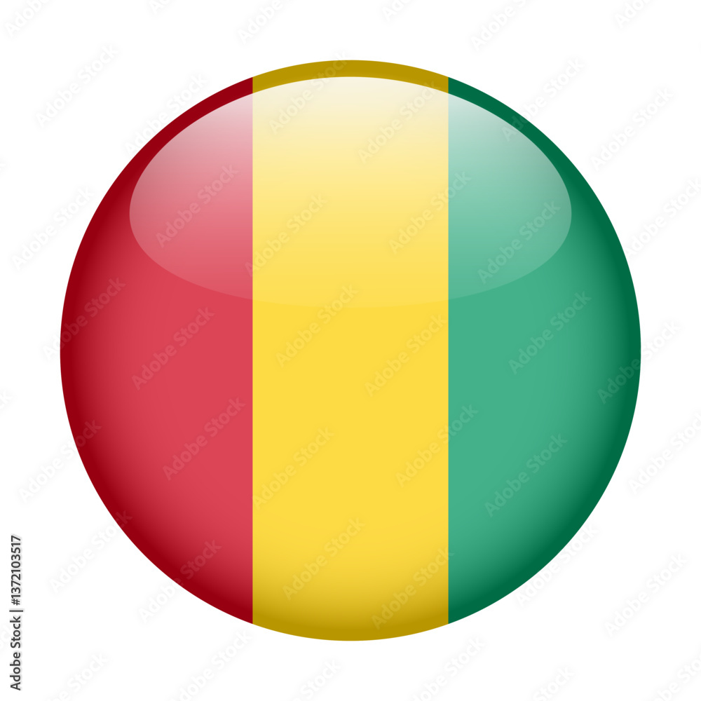 Fototapeta premium flag of Guinea, button round glossy icon