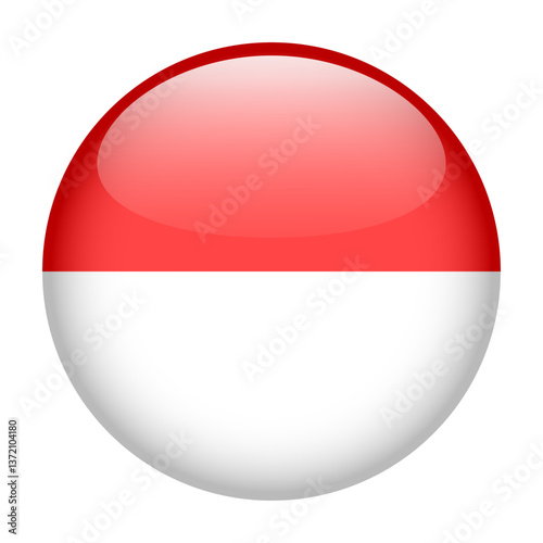 flag of Indonesia, button round glossy icon