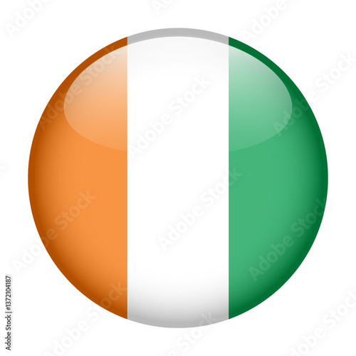flag of Ivory Coast, button round glossy icon