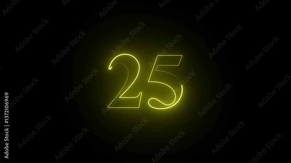 neon Countdown timer from 30 to 0 seconds real time on black background ...