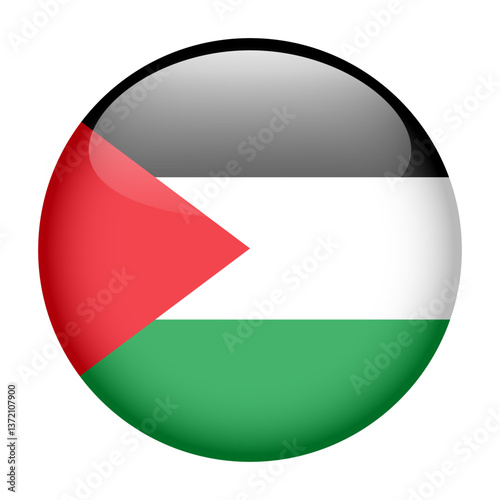 Free Download flag of Palestine, button round glossy icon - GFXLoad