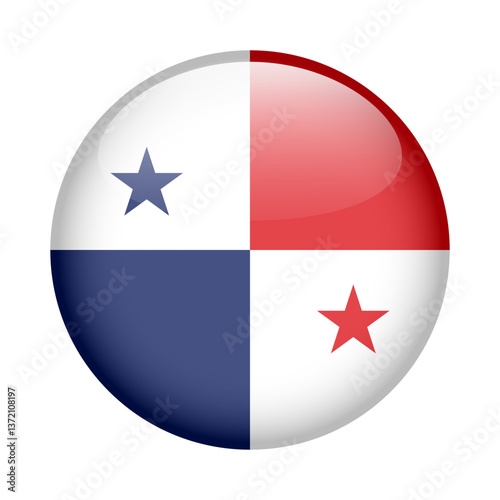flag of Panama, button round glossy icon