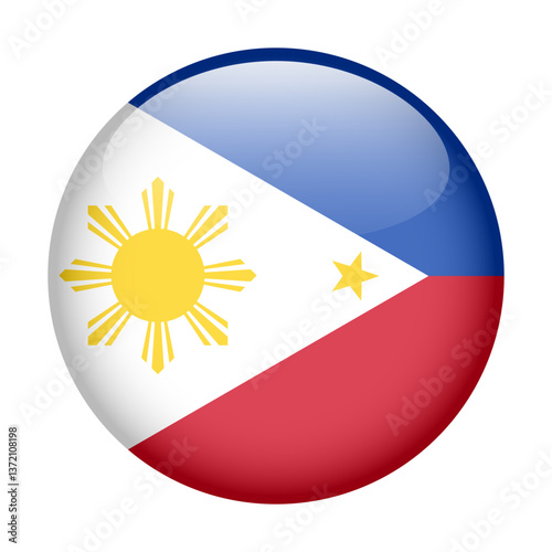 flag of Philippines, button round glossy icon