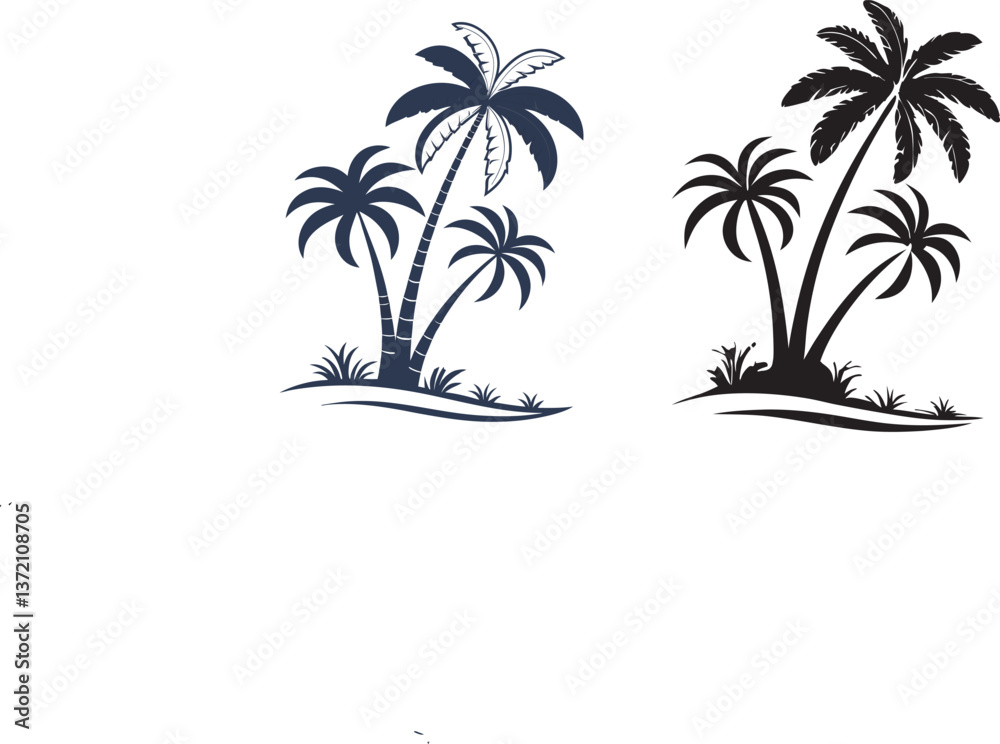Obraz premium Palm Tree Icons silhouette vector art illustration