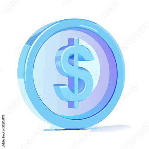Blue Dollar Coin: Free Money Icon - Finance Vector PNG