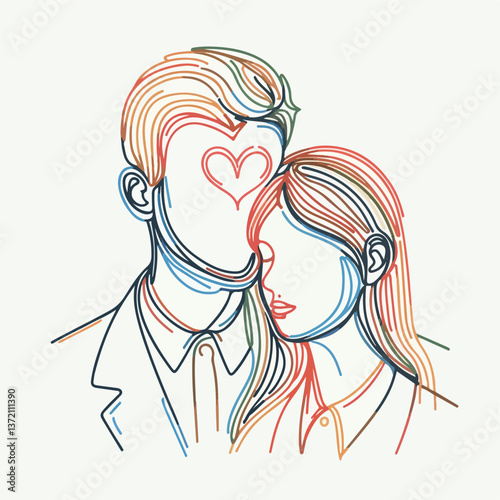 Love's Embrace: An artistic illustration of a couple sharing an intimate moment, where the heart of love and connection is vividly on display.