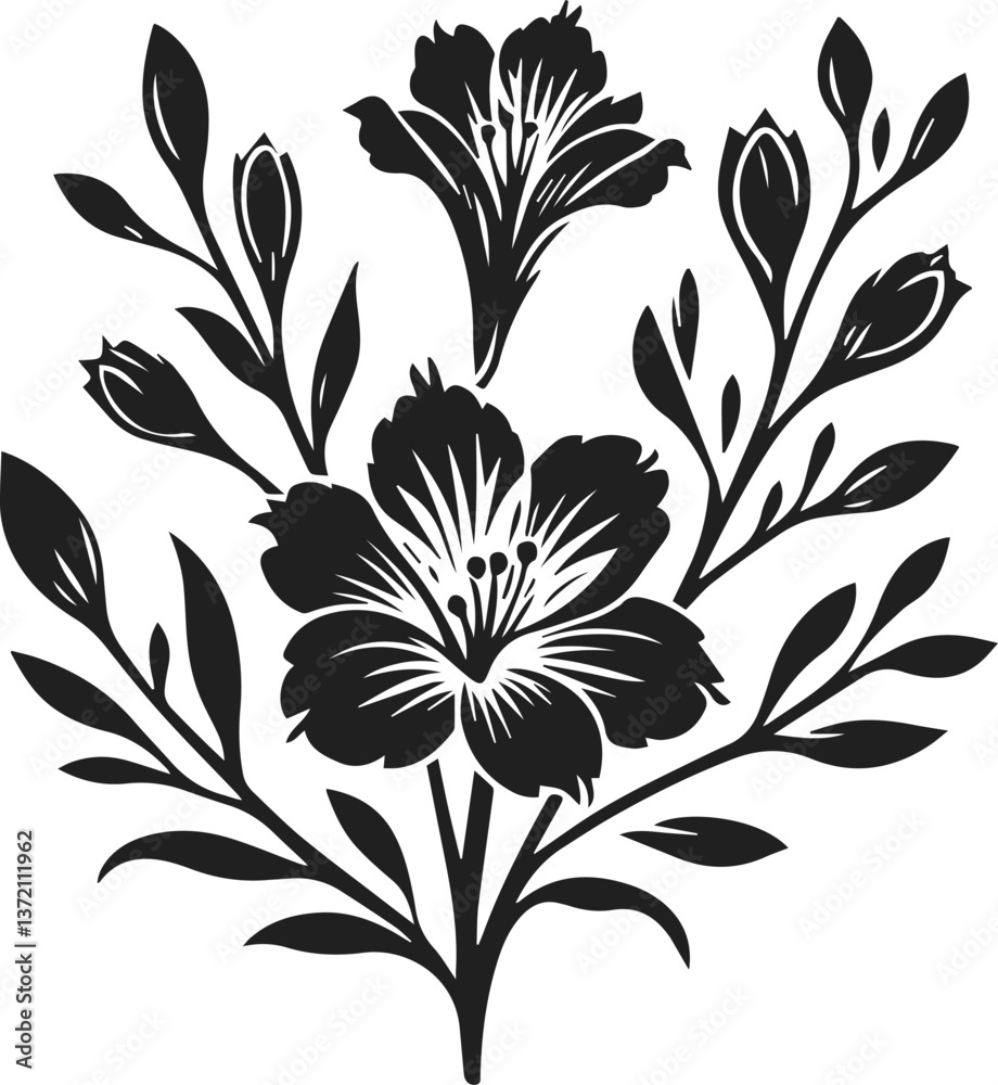 vector art of flowers with branch vector art of flowers with branch