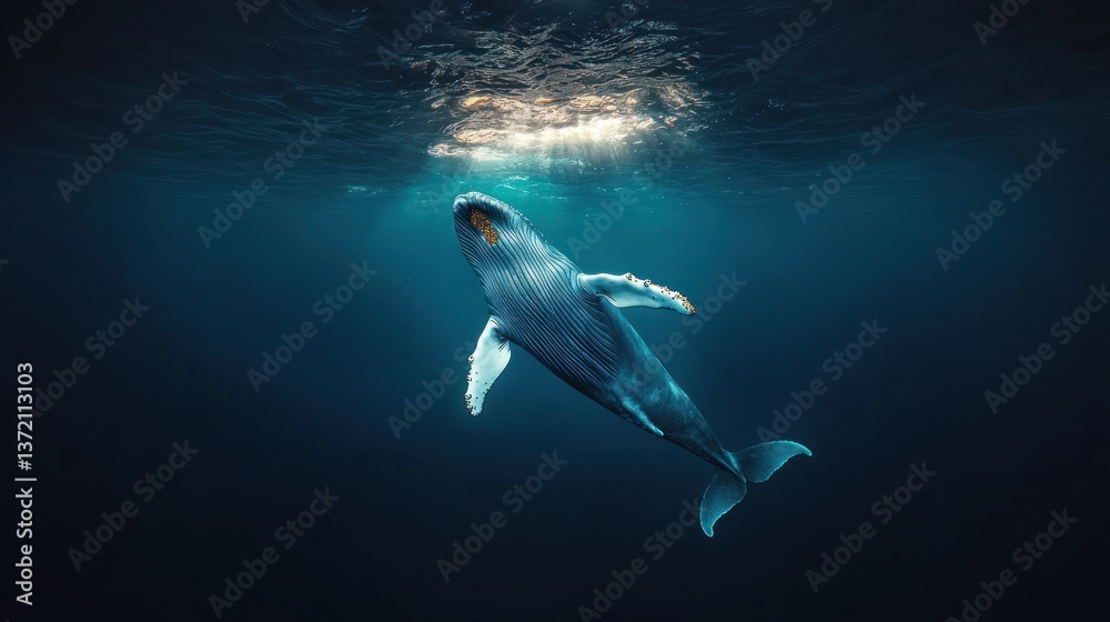 Majestic Whale in Deep Ocean Majestic Whale in Deep Ocean