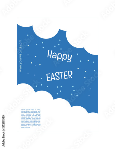 a happy easter poster set with cloud, sleeping rabbit, and night illustration