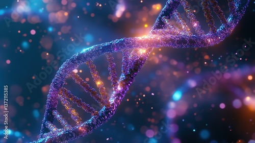 Microscopic illustration of DNA double helix structure, highlighting gene silencing techniques with RNA interference, antisense oligonucleotides, for genetic research applications