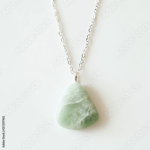 Elegant jade pendant necklace on a delicate chain.