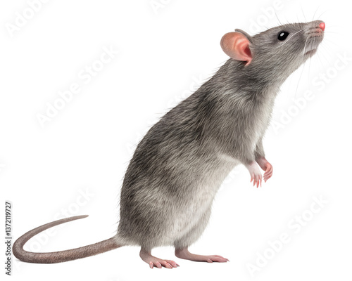Photorealistic Gray Rat – High-Resolution Scientific Illustration