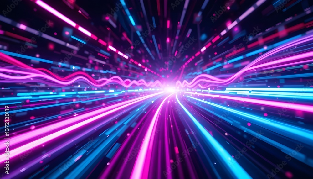 abstract futuristic background with pink blue glowing neon moving high speed wave lines and bokeh lights. abstract futuristic background with pink blue glowing neon moving high speed wave lines and bokeh lights.